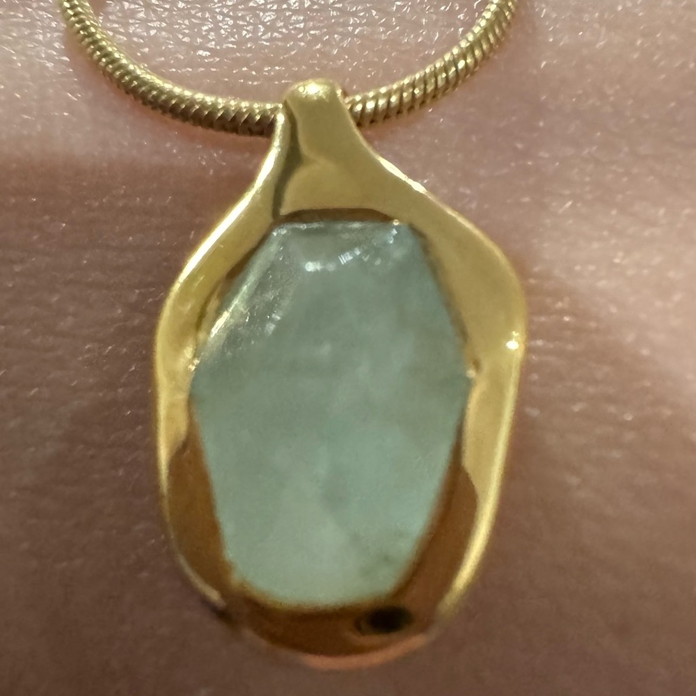 MONICA VINADER Gold Necklace with Aqua Pendant- March Birthstone - Picture 5 of 6